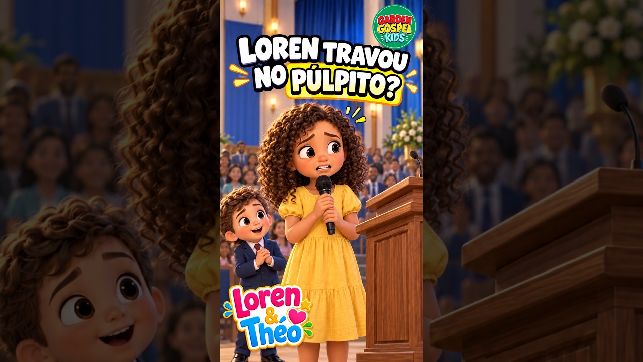 O PÚLPITO FICOU GIGANTE… ATÉ LOREN RESPIRAR FUNDO! 😰🎤 #gardengospelkids #historiasinfantis