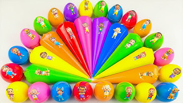 Mixing Cocomelon Slime ASMR! JJ, TomTom, YoYo, CeCe & Friends ❤️ Satisfying Egg Hunt Video