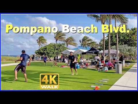 【4K】WALK Pompano Beach Boulevard FLORIDA 4k video TRAVEL vlog