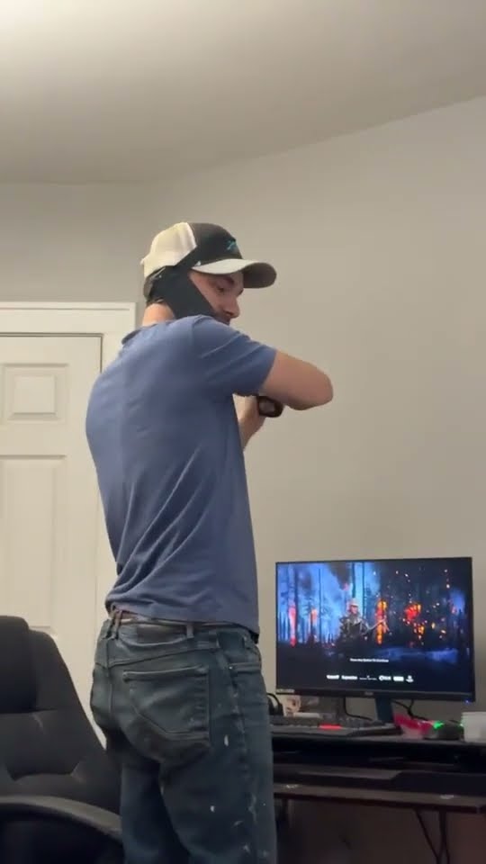 Gamer Improvises Headset with Tape and Phone || ViralHog