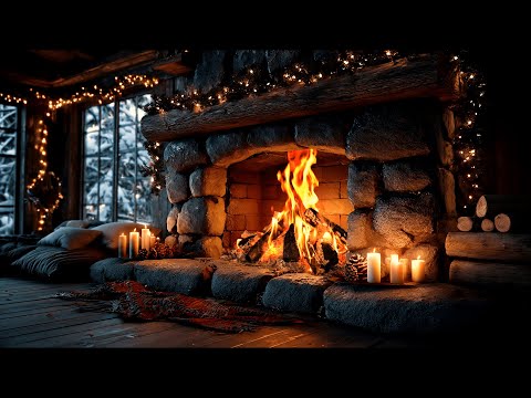 Cozy Winter Fireplace 4K With Crackling Logs In A Calm Cabin Ambience For Stress And Insomnia Relief 