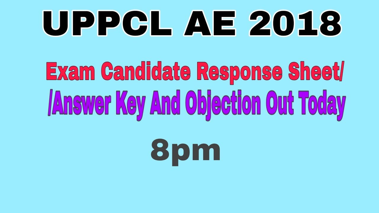 UPPCL AE 2018 Exam Candidate Response Sheet