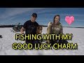 ICE FISHING WITH MY GOOD LUCK CHARM | LAKE TROUT |  COOK-UP | GO-PRO UNDER THE ICE | MOOSE BAIT