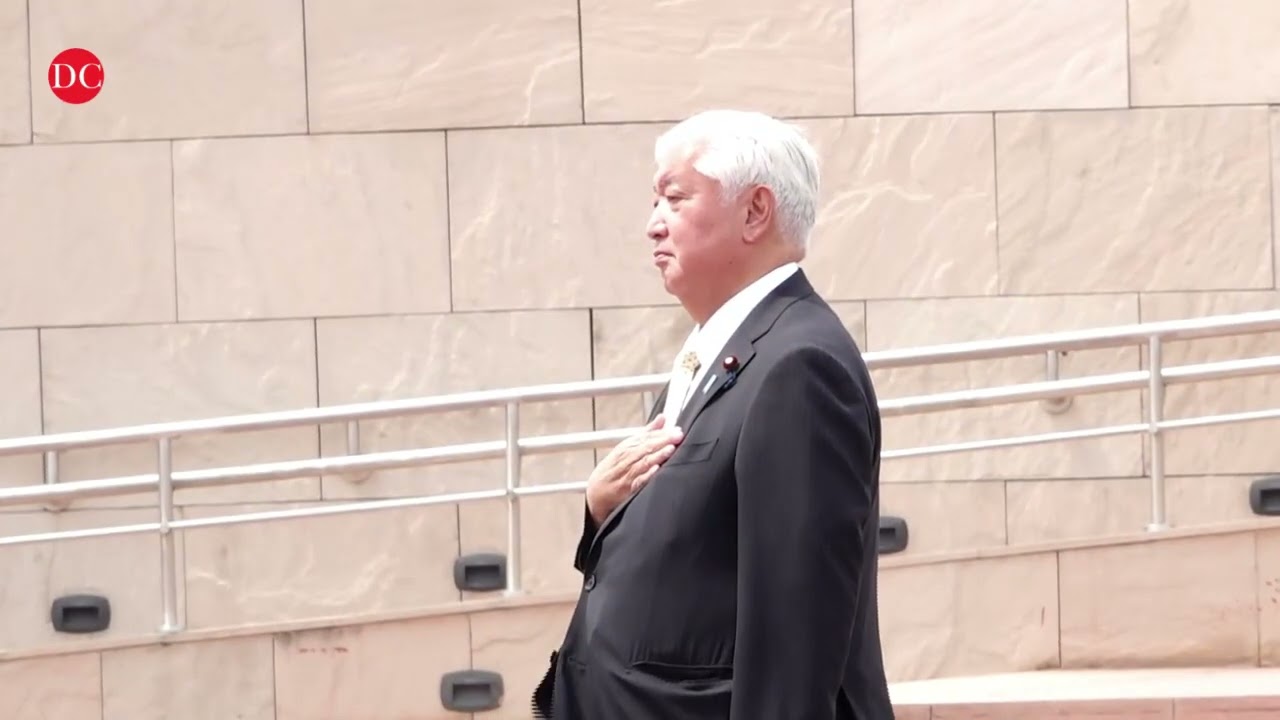 Japanese defence minister Gen Nakatani lays wreath at national war memorial