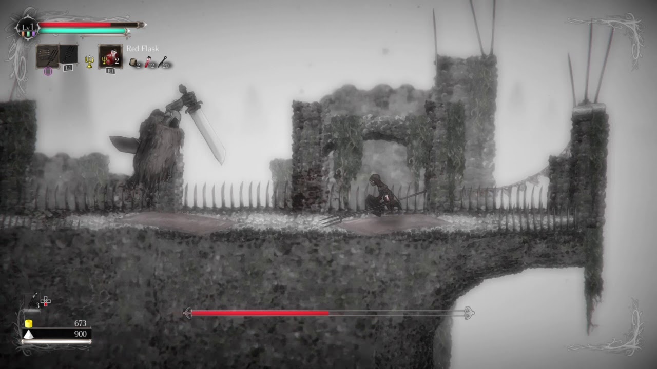 SODDEN KNIGHT boss fight, sl1 (SaltAndSanctuary) ps4