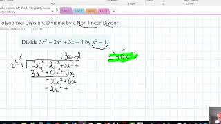 Polynomial Division Featuring A Non Linear Divisor