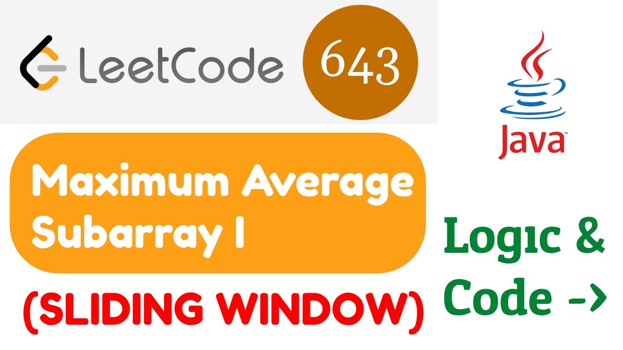 Maximum Average Subarray I - Leetcode 643 - Java - YouTube