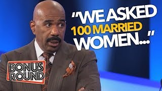 STEVE HARVEY Asks 'We Asked 100 MARRIED WOMEN...' Funny Family Feud Answers | Bonus Round