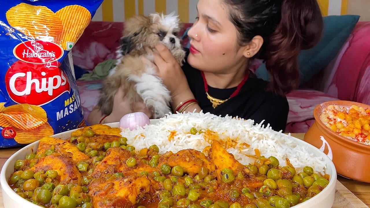 Cooking & Eating Spicy Matar Paneer Masala #asmreating