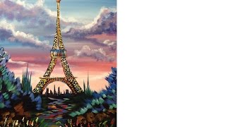 eiffel tower acrylic painting sunrise beginners tutorial easy flowers