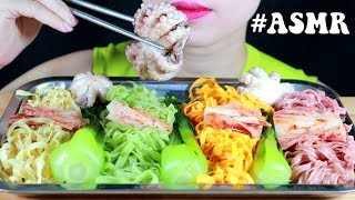 ASMR Mì Nhiều Màu - Eating Color Noodles (Yellow, Green, Orange, Purple) | Miss Pham ASMR