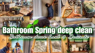 BATHROOM SPRING DEEP CLEAN✨ | FARMHOUSE BATHROOM DECOR | DECORATE WITH ME