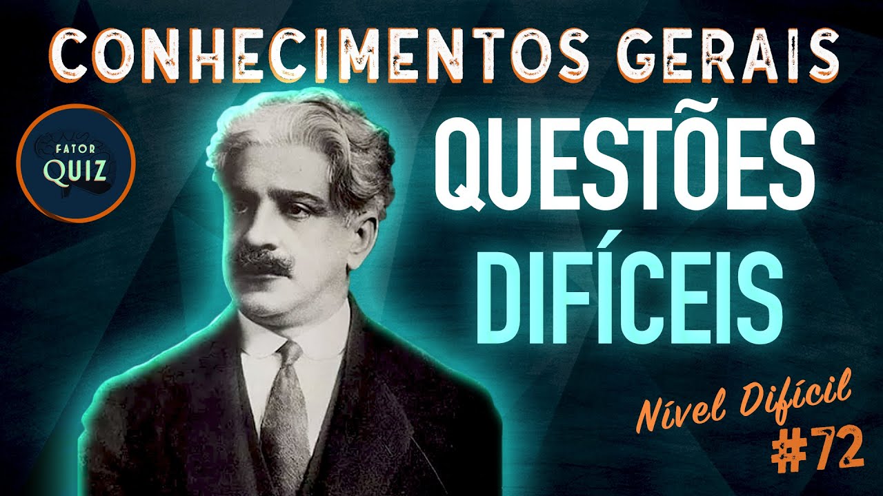 QUIZ de CONHECIMENTOS GERAIS DIFÍCIL, 50 PERGUNTAS