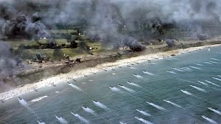 Normandy landings (D-Day) view from both sides. WW2.