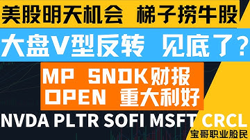 大盘V型反转，见底了? MP SNDK 财报！OPEN 重大利好！NVDA PLTR SOFI MSFT CRCL！11072025 #美股 #股票 #美股分析 #投資