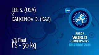 1/8 FS - 50 Kg: S. LEE (USA) Df. D. KALKENOV (KAZ) By TF, 14-2 1/8 FS - 50 Kg: S. LEE (USA) Df. D. KALKENOV (KAZ) By TF, 14-2