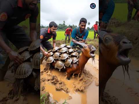weak goat falls into huge turtles well saved by rescue team #humanity #goat #animals #rescueanimals