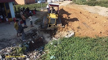 Incredible New Project Starting With Bulldozer Pushing Dirt & 5Ton Dump Truck Unloading