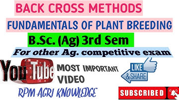 B.Sc.(Ag) 3rd sem, Back cross methods, Fundamentals of Plant Breeding