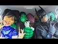 SUPERHEROES Surprise Happy Dog With DANCING Car Ride