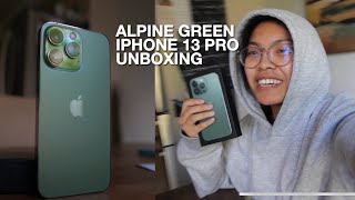 IPHONE 13 PRO UNBOXING AND FIRST IMPRESSIONS (ALPINE GREEN COLOUR)