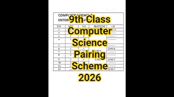 9th Class Computer Science Pairing Scheme 2026 | All Punjab Boards