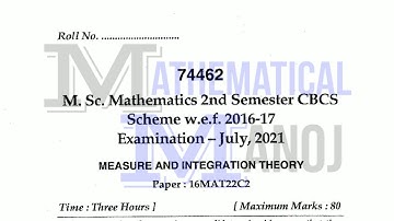 MDU MSc Mathematics Previous Year Paper 2021 Measure and Integration Theory | Mathematical Manoj