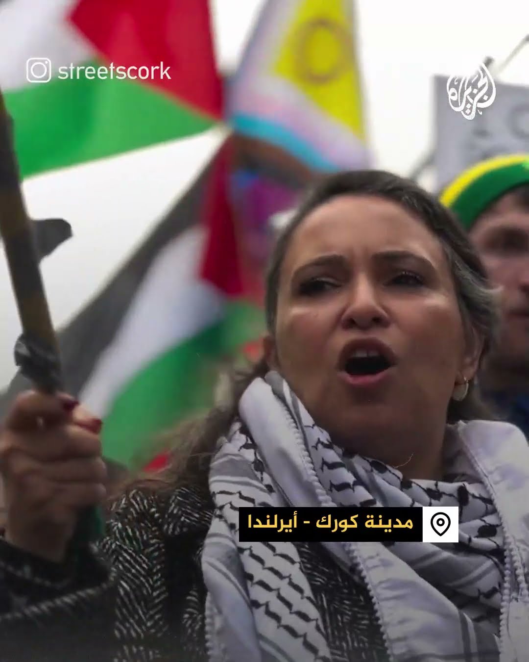 علم فلسطين يزين الملاهي بمسيرة تضامنية في أيرلندا