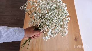 かすみ草たっぷりのラウンドブーケ how to make a bouquet with gipsophila