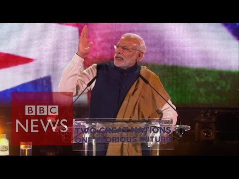 Modi Indian PM addresses crowds at Wembley Stadium  BBC News