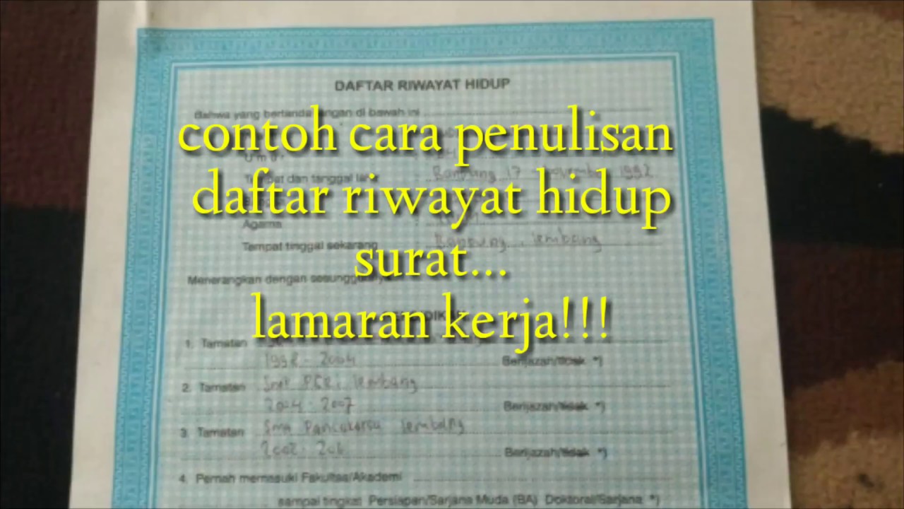 Cara Penulisan Daftar Riwayat Hidup Lamaran Kerja