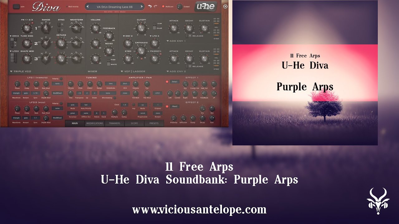 Free Diva Synth Presets | Vicious Antelope - Purple Arps