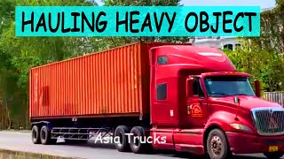 TRUCKS HAULING HEAVY OBJECT ON THE ROAD #trucks #semi #trailer