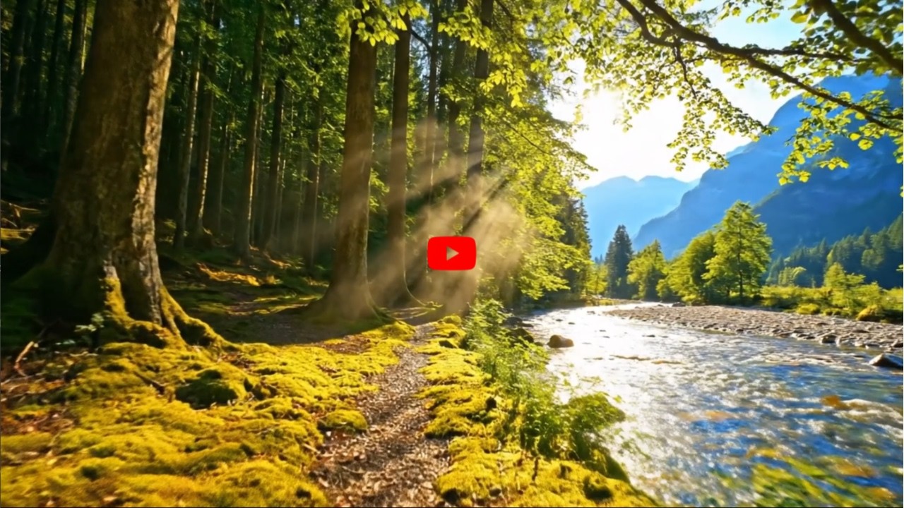 🌿 Calm Green Valley Stream  4K • 4 Hours of Piano & Water Sounds