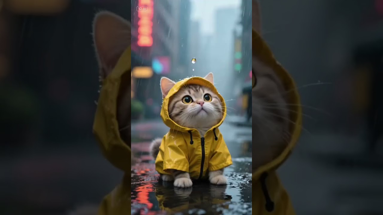 ☔ Tiny Cat in Yellow Raincoat Melts Everyone’s Heart 💛 