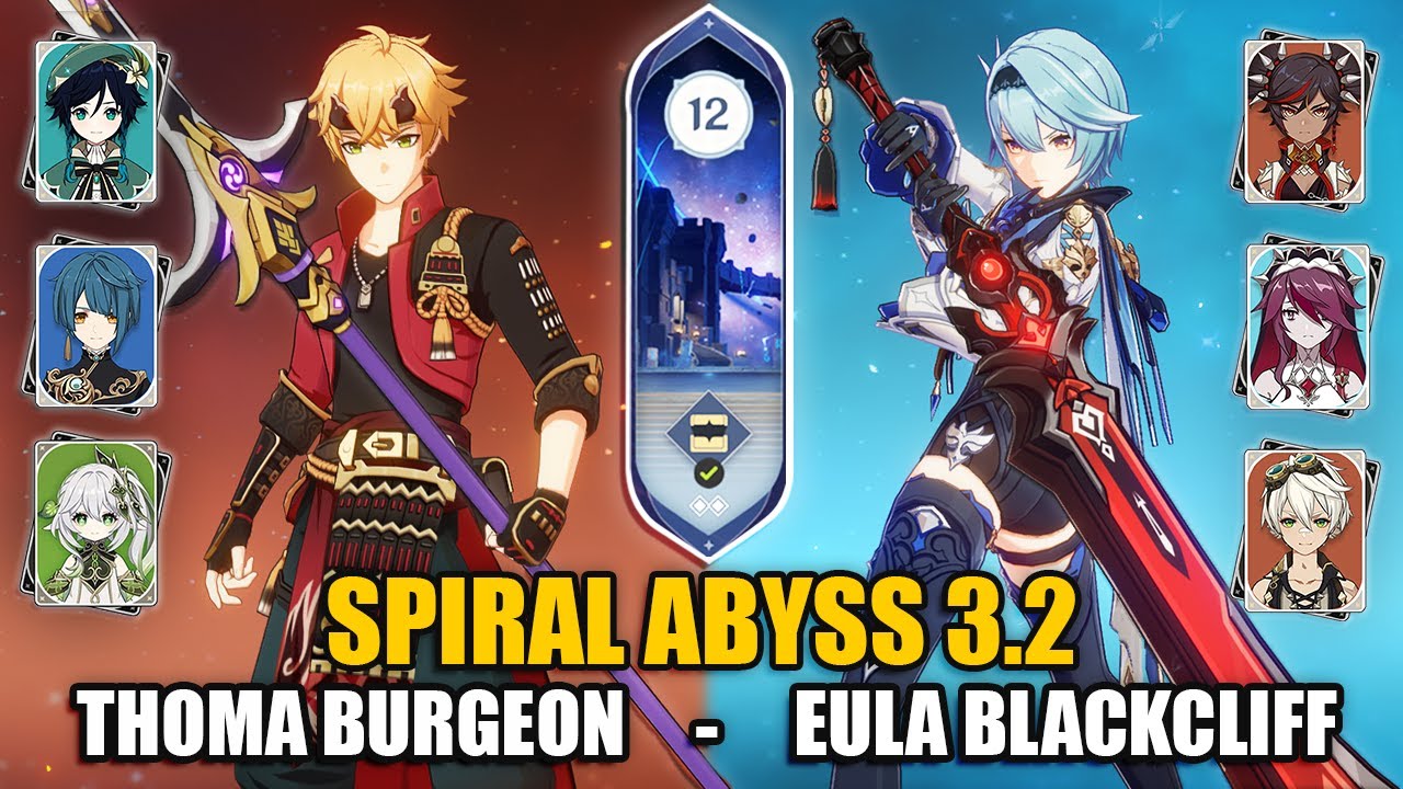 F2P Thoma Burgeon & C0 Eula Blackcliff Slasher | Spiral Abyss 3.2 Floor 12 9 Stars | Genshin Impact