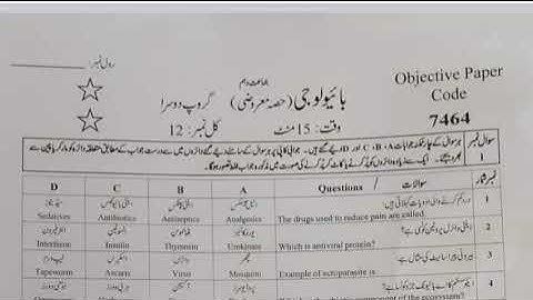 Today 10th Biology Fsd Board Mcqs (group 2) 2023