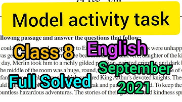 Class 8 English Model activity task part 6 September 2021 #wbbse