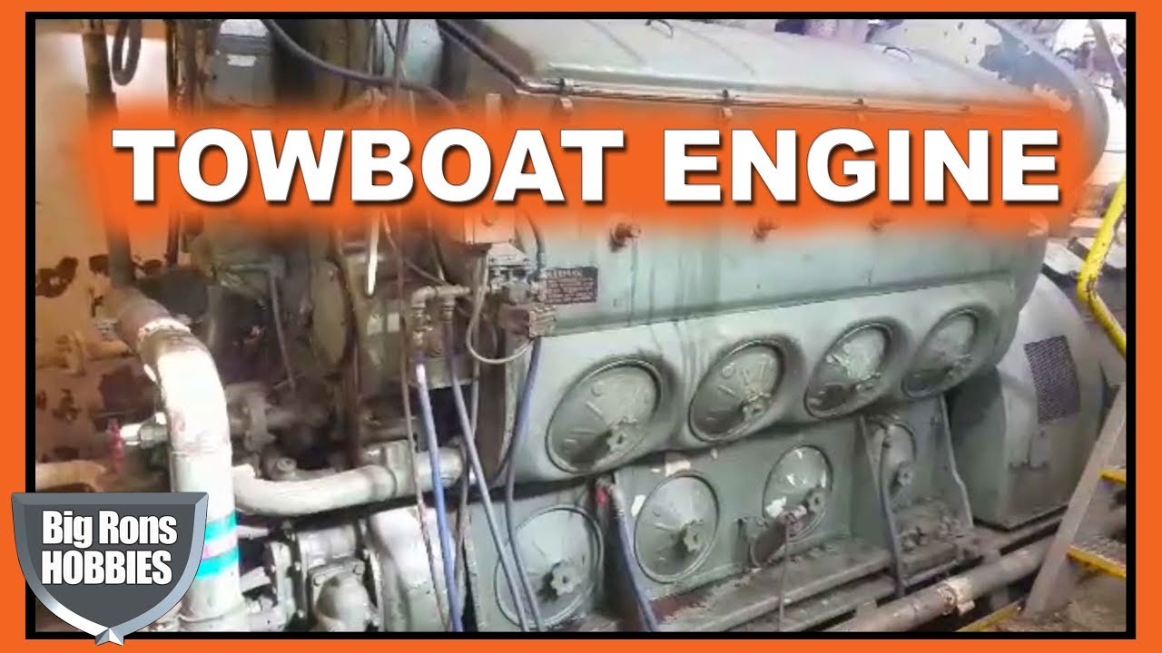 EMD 645 E2 8 Cylinder running @ 800 RPM in a Towboat - YouTube