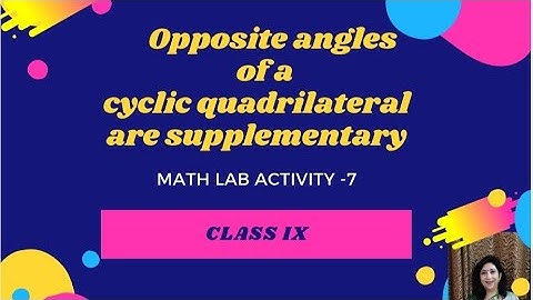 Opposite Angles of a Cyclic Quadrilateral - MATH LAB ACTIVITY 7: Class IX