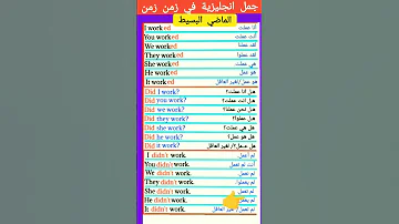 تعلم اللغة الانجليزية جمل إنجليزية في زمن الماضي البسيط Simple Past 