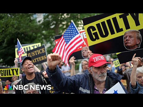 Crowd reacts after Trump found guilty on all counts