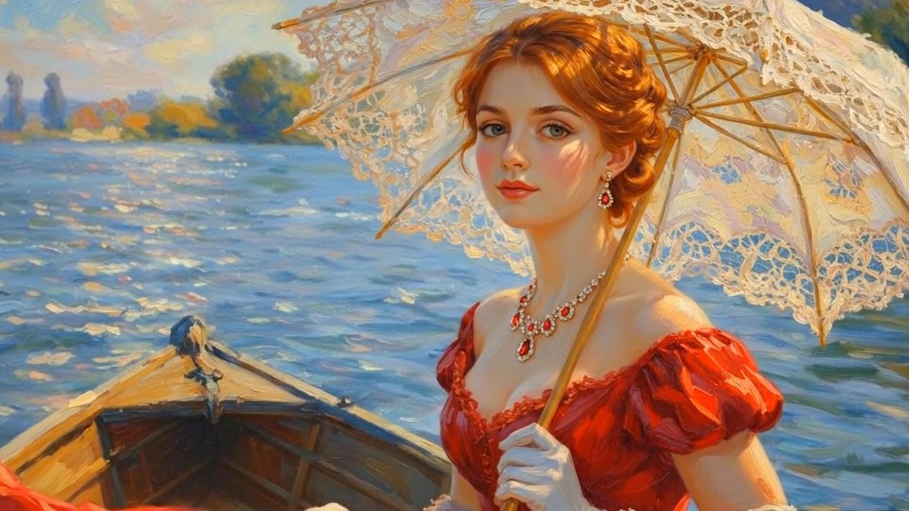 Visual Poem | Monet | A Lady Beneath the Sunlit Parasol: Summer Waters in Gentle Motion