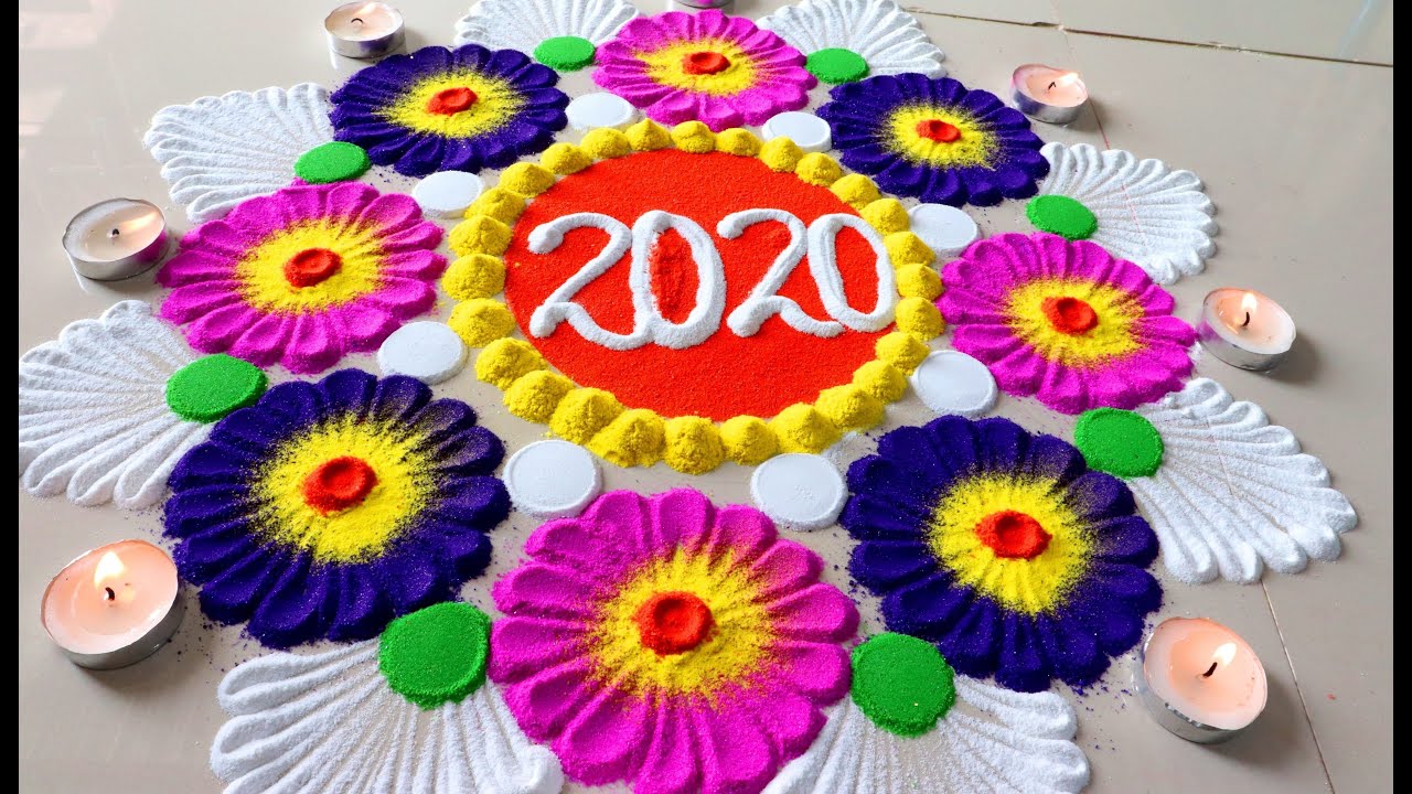 New Year rangoli designs 2020 | Happy New Year Rangoli Designs for ...