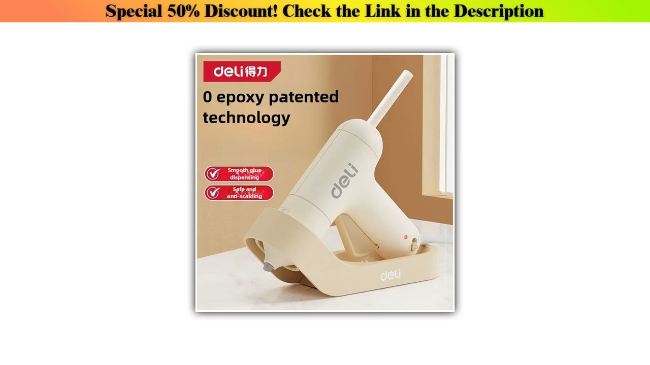 Unboxing Deli-Hot Melt Glue Gun with Transparent Glue Stick, Mini Gun, Home Electric, Heat Temperat