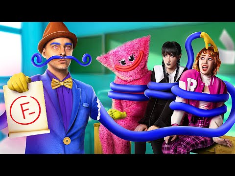 Уэнсдей Аддамс против Roblox Rainbow Friends и Huggy Wuggy! Колледж монстров