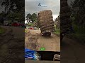 Overloaded Truck Tilting on a Damaged Road – Extreme Cargo Risk!