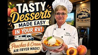 Peaches & Cream in an RV?! Terry’s EASY Air Fryer Dessert! 🍑
