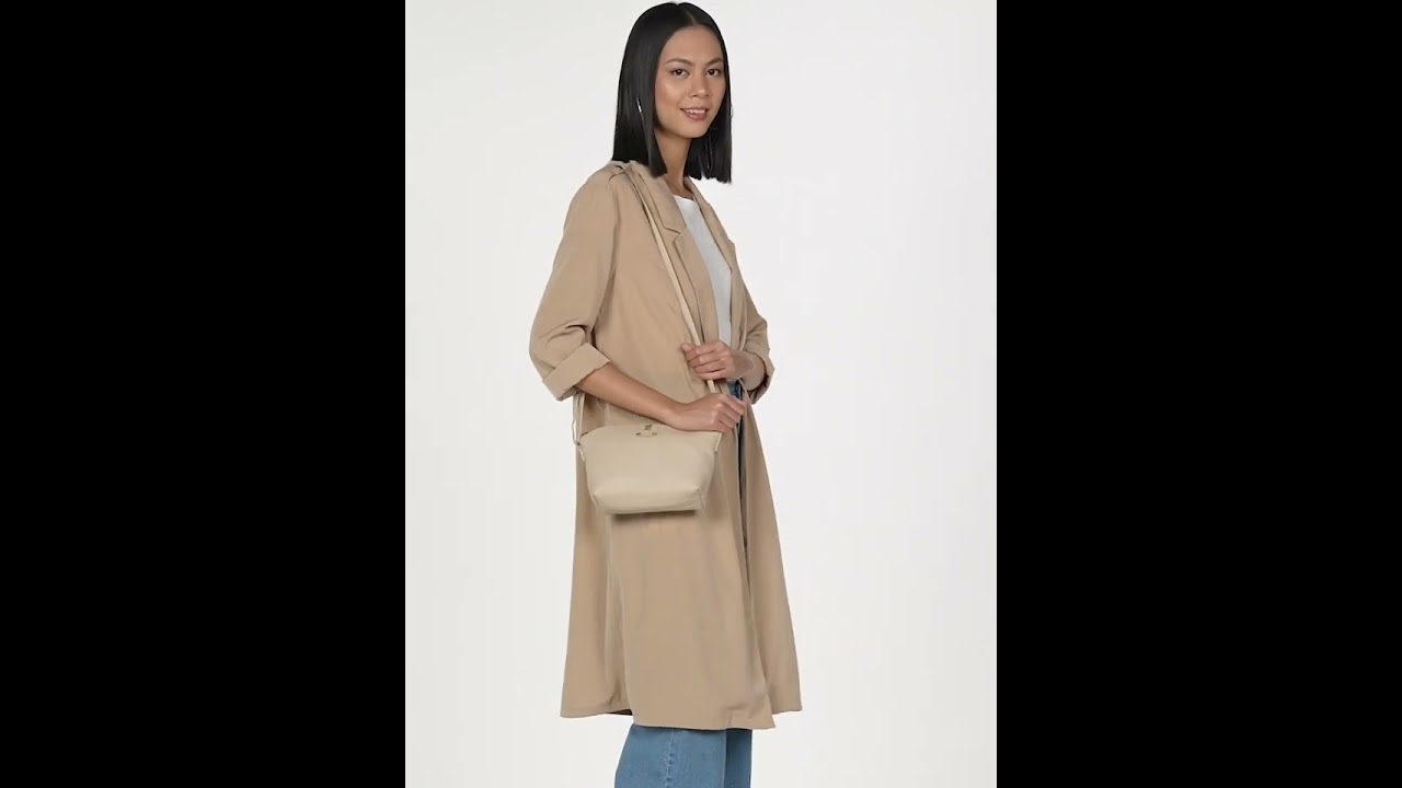 Beige Textured Sling Bag