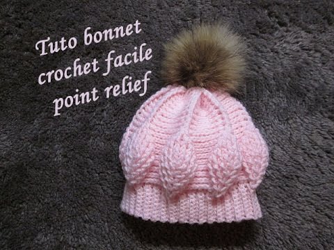 Tuto Bonnet Crochet Point Feuille Relief Relief Crochet Hat Gorro Relieve Crochet Youtube